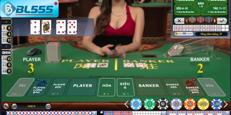 Bàn baccarat live BL555 có dealer Việt Nam xinh đẹp
